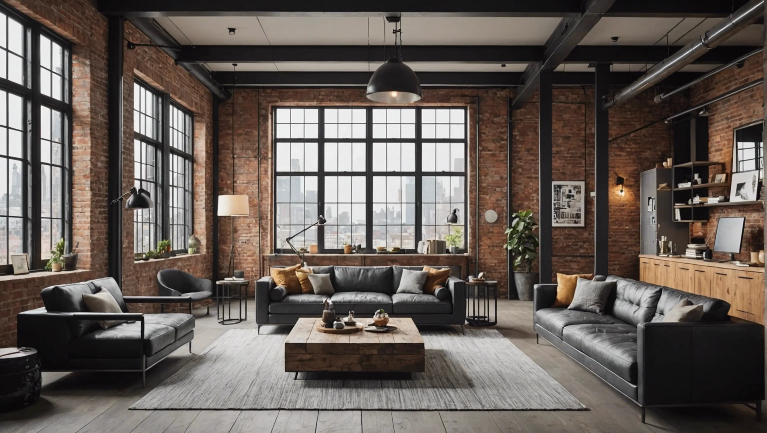 Aménagement intérieur d'un loft avec style loft new-yorkais