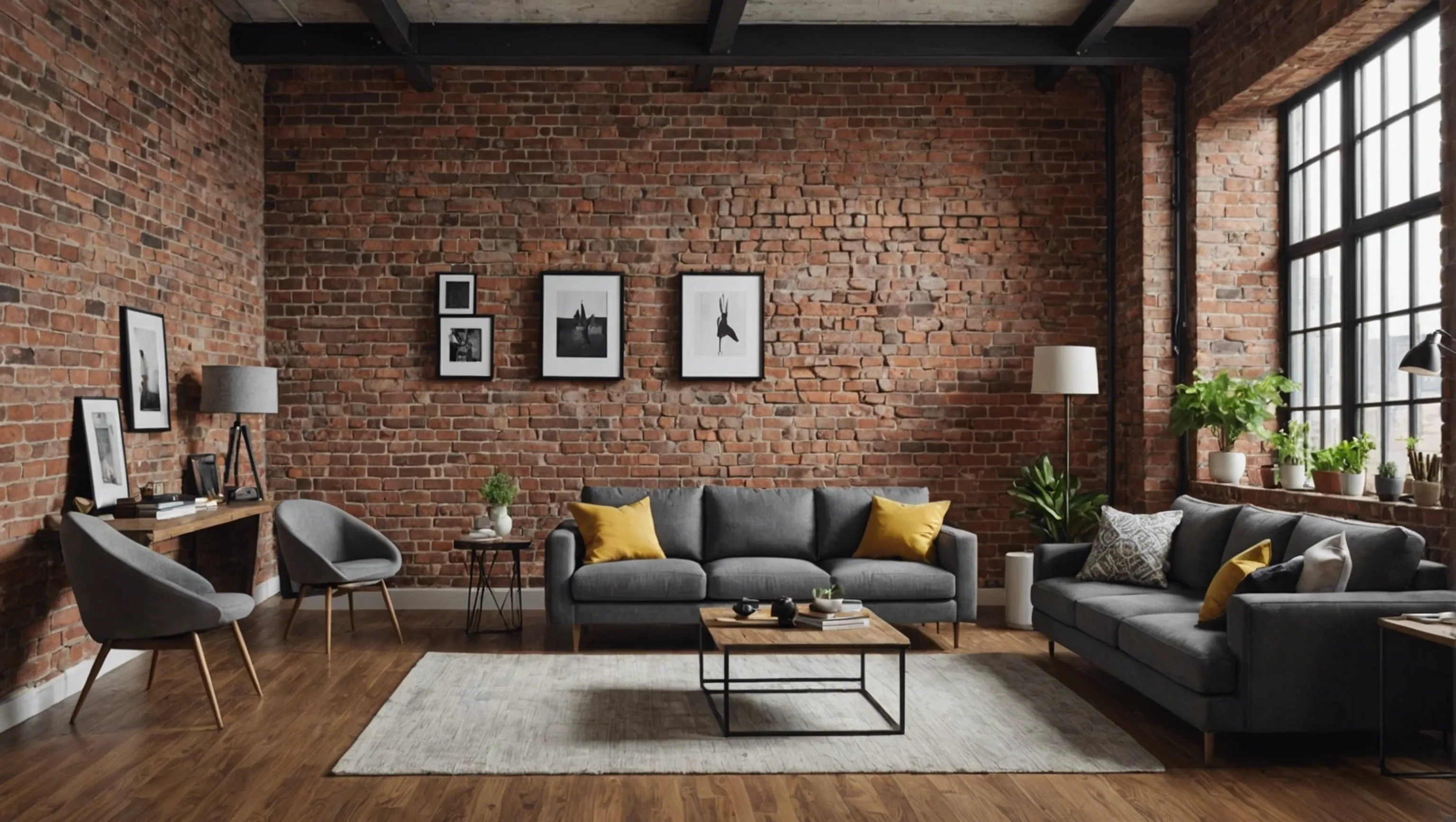 Intégration d'un mur en briques dans un décor de loft