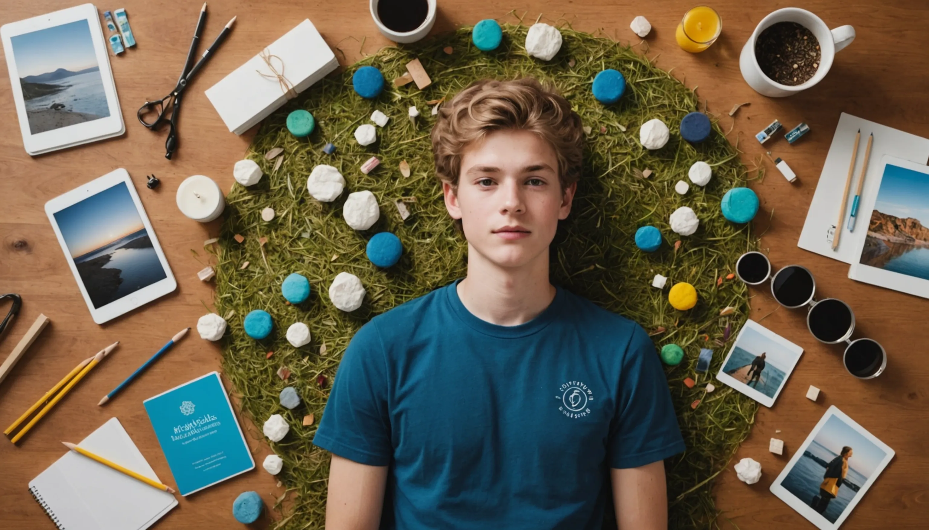 Teenager practicing mindfulness and engaging in creative activities for mental fitness