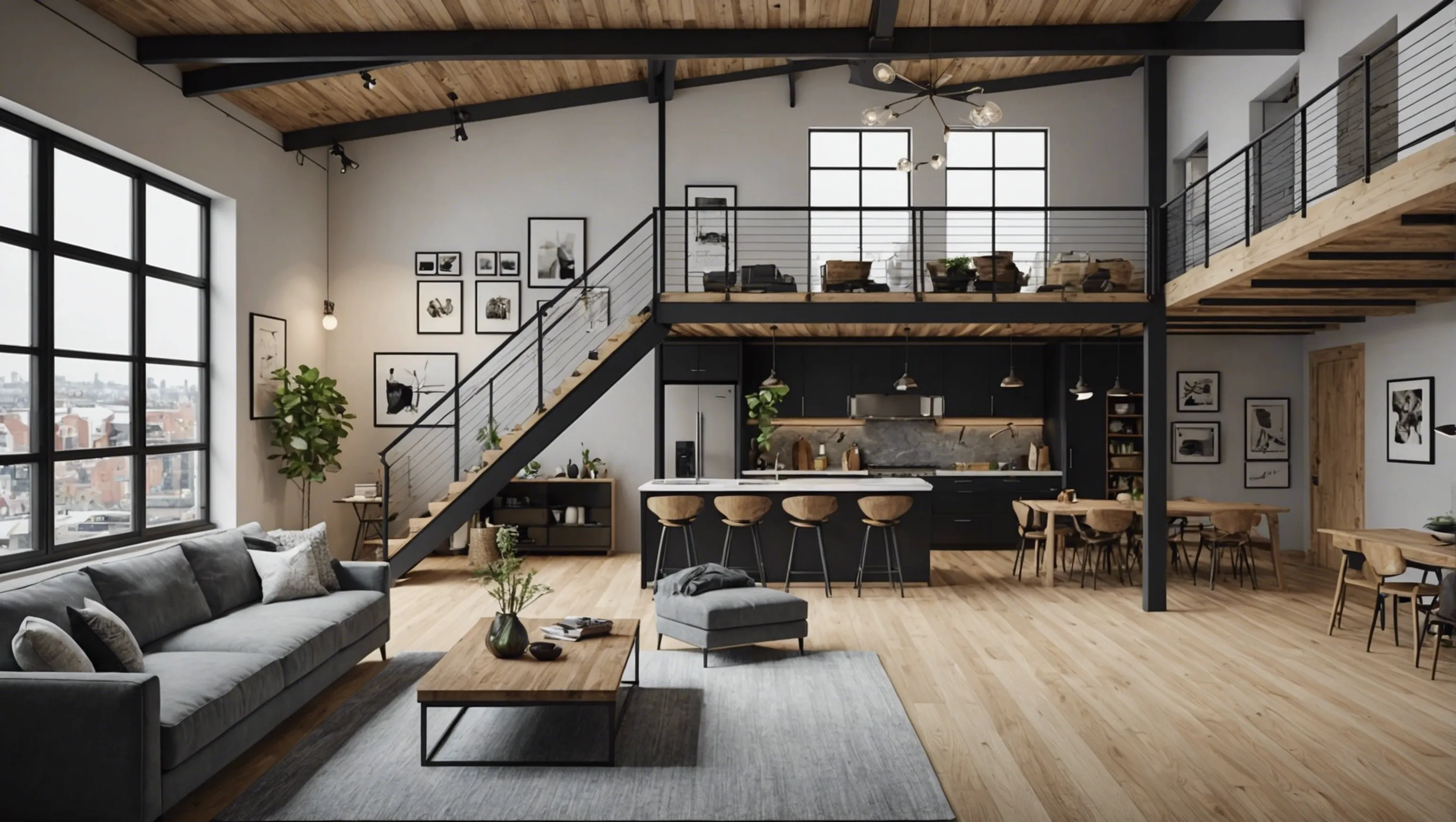 Loft avec mezzanine moderne et polyvalent