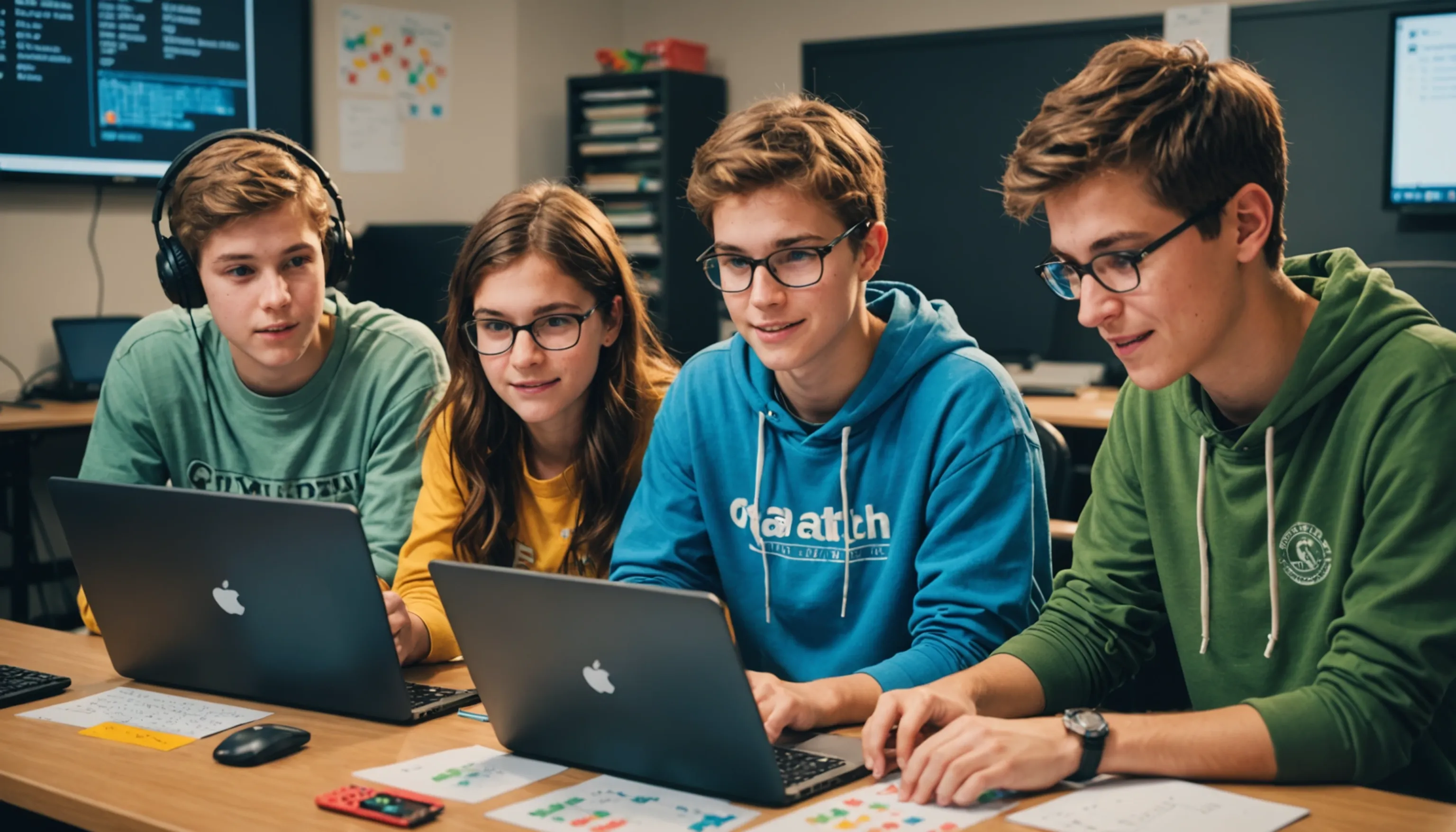 Teens enjoying Cool Math Games for educational purposes