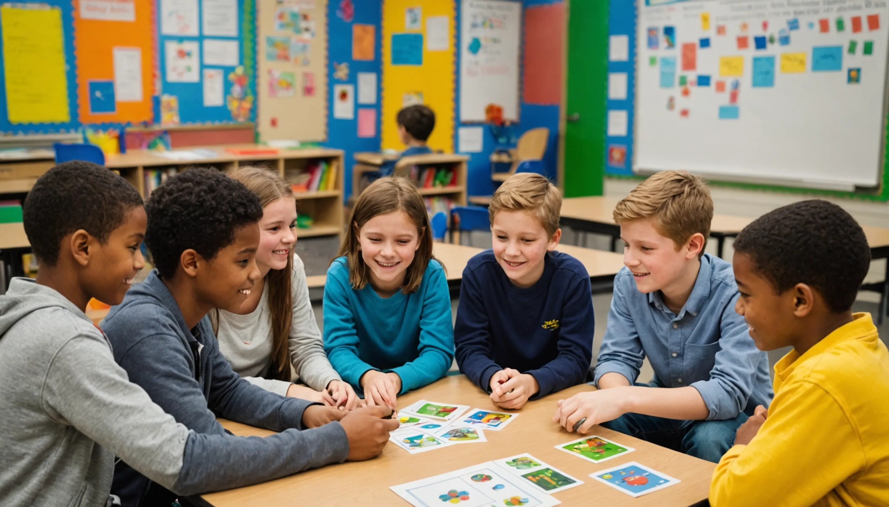 Students enhancing communication skills through educational games