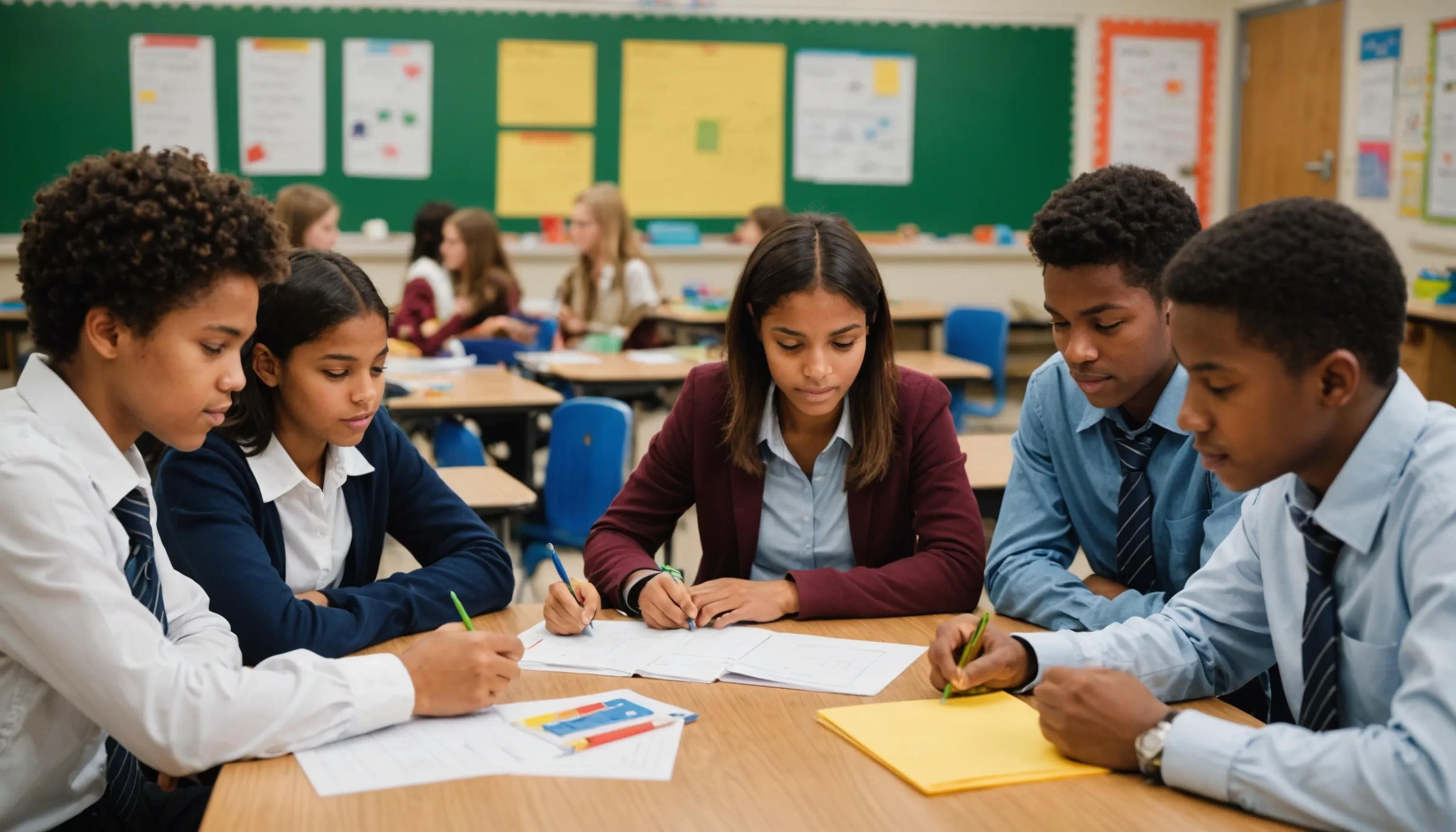 Students developing emotional intelligence and social skills in a classroom setting