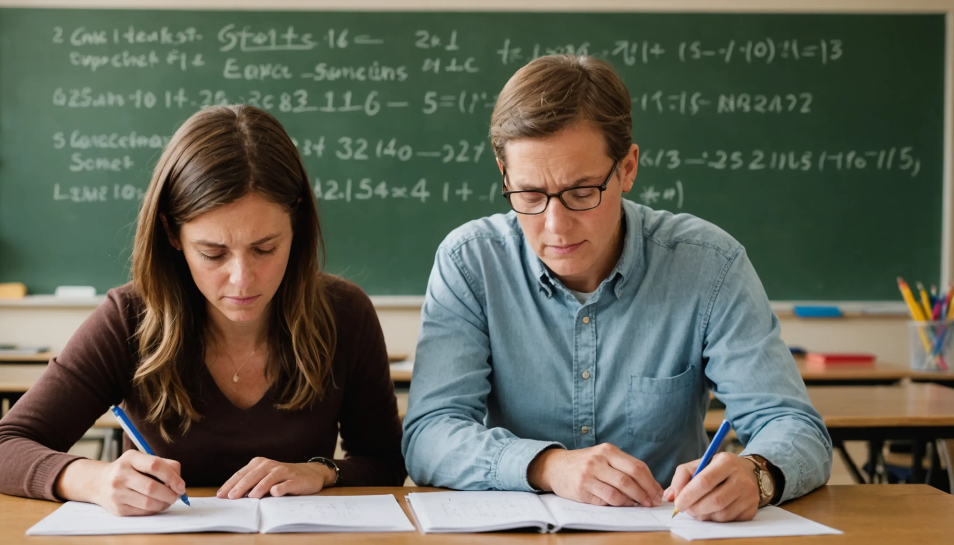 Teenager experiencing fear of math with supportive parent or teacher