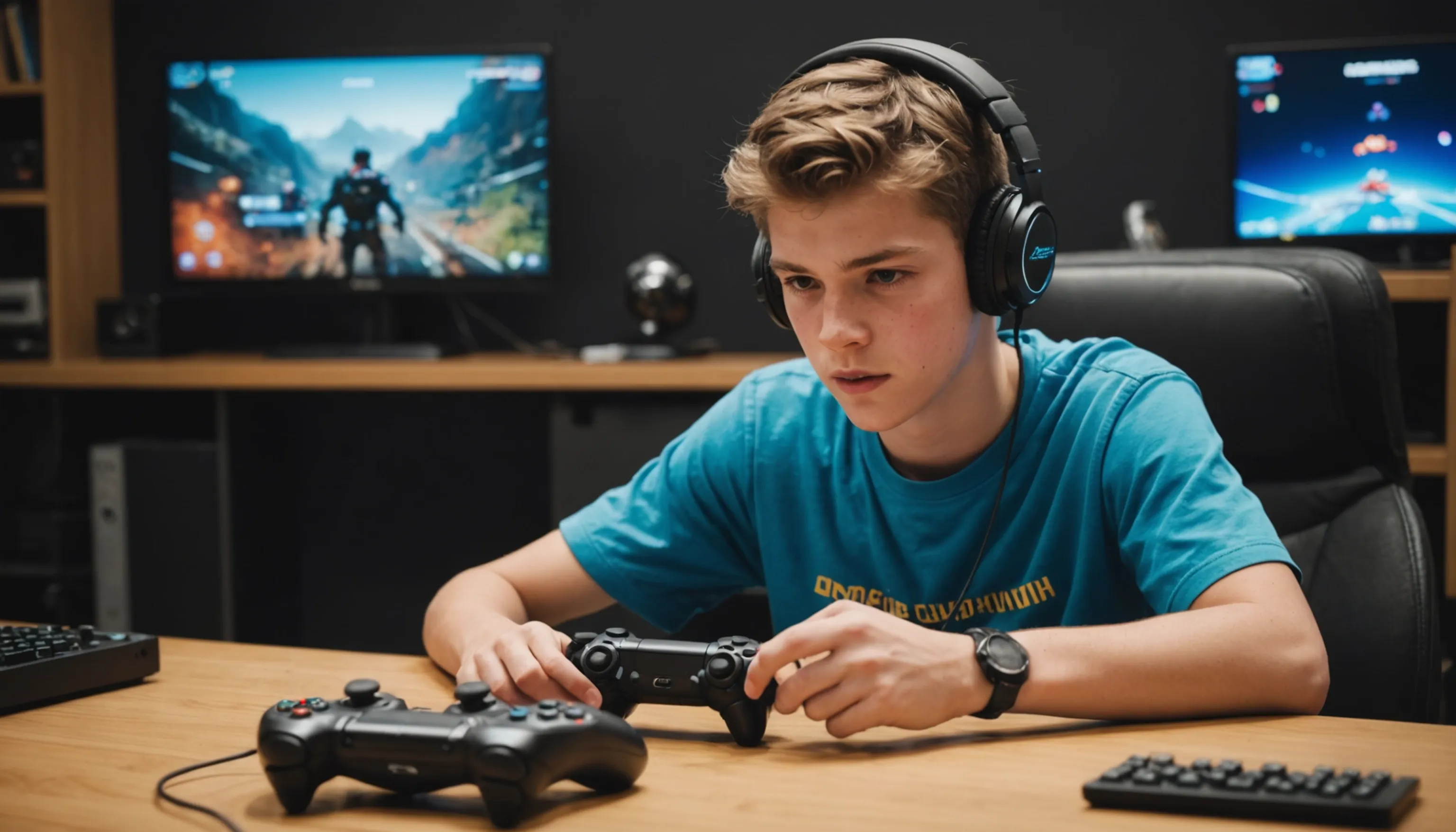 Teenager improving cognitive skills through video games