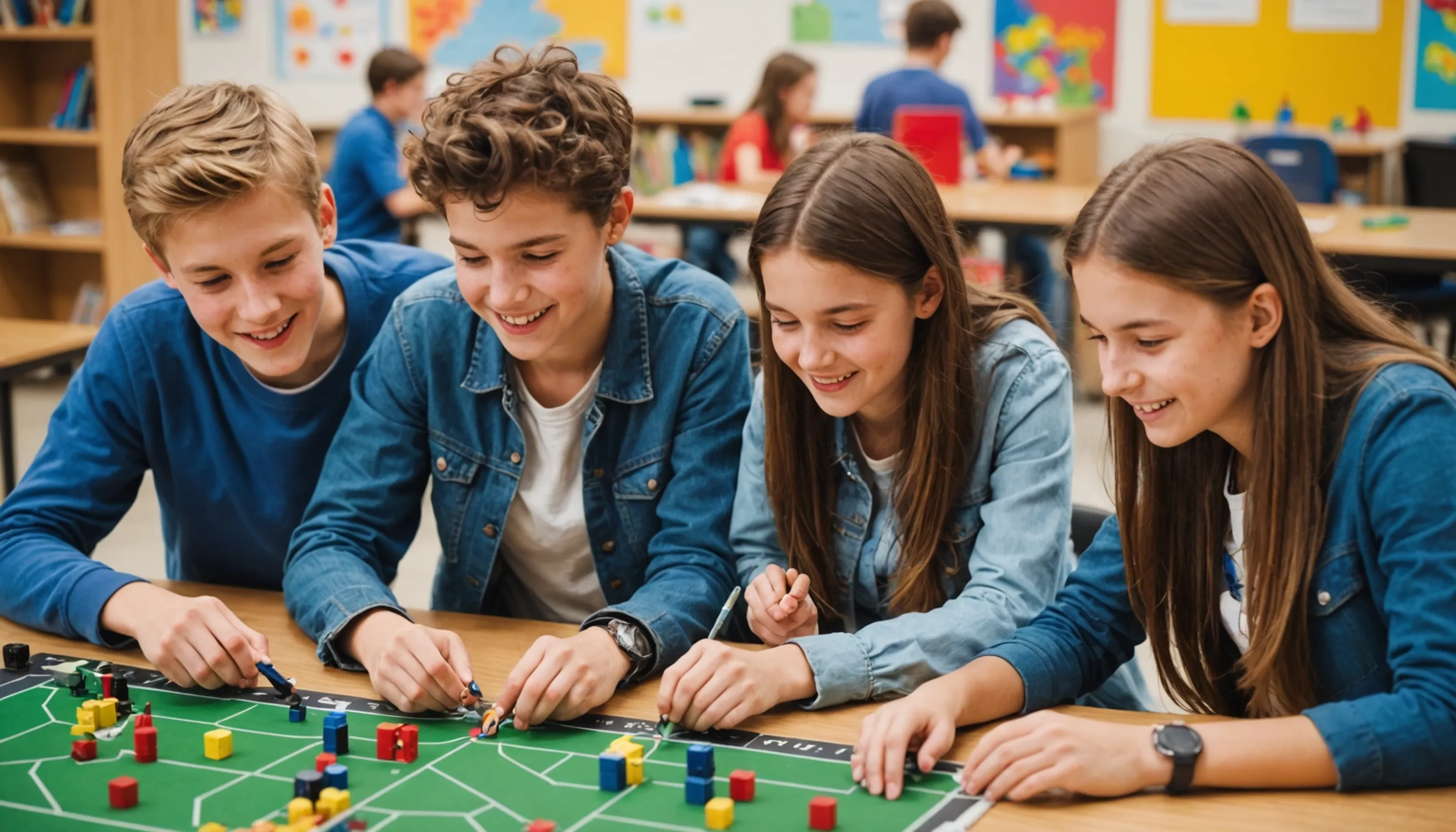 Teenagers engaging in educational STEM games