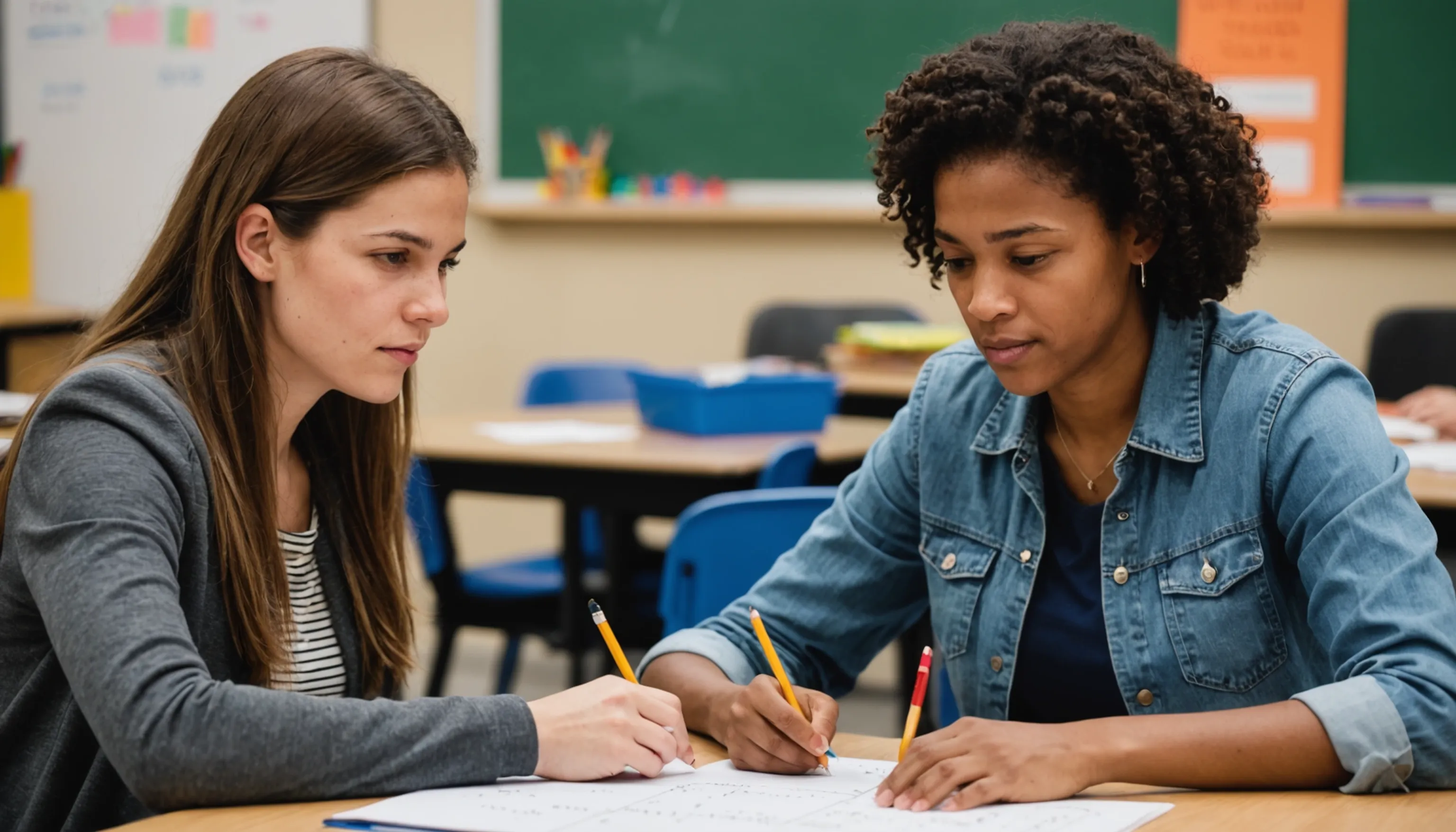 Parent or teacher supporting a teenager's interest in math