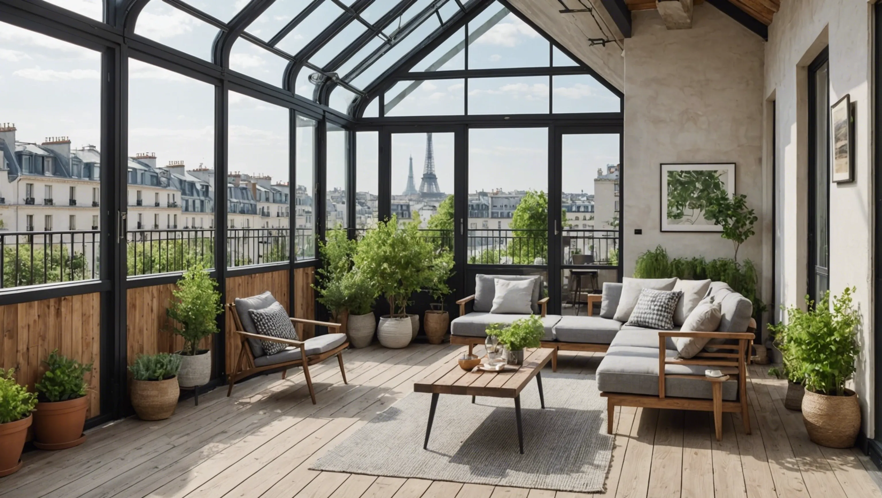 Espace de détente dans un loft avec terrasse à Paris