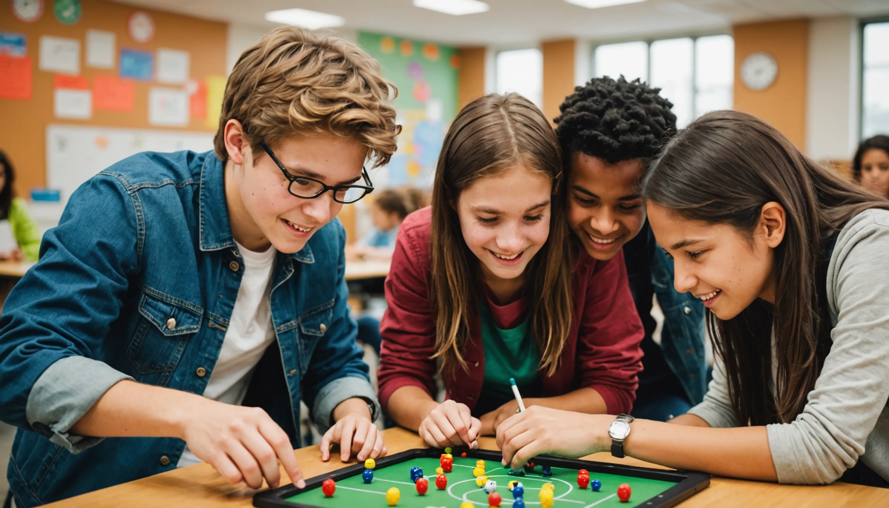 Teenagers engaging with innovative learning games for education