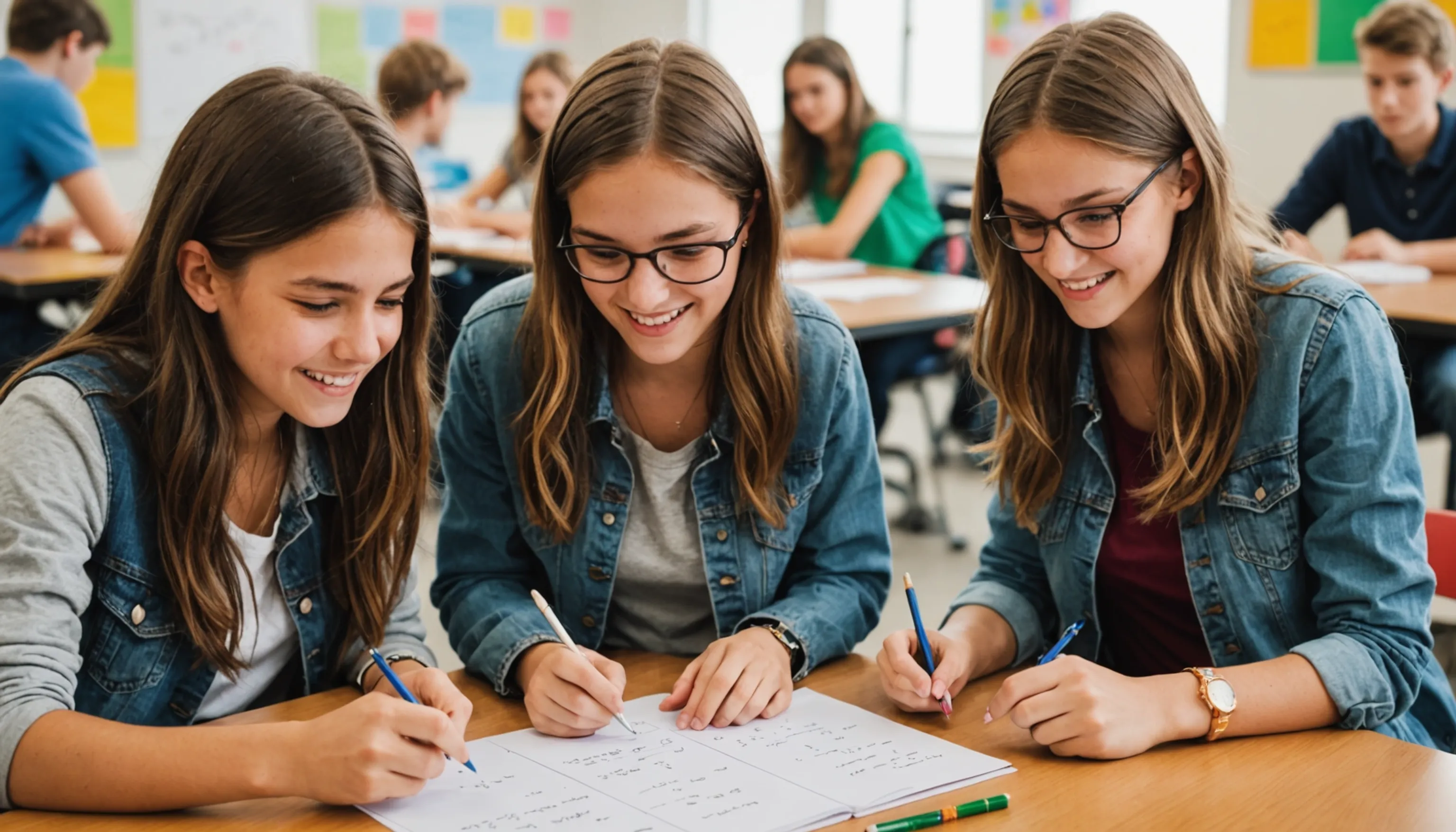 Teenagers playing engaging math games together