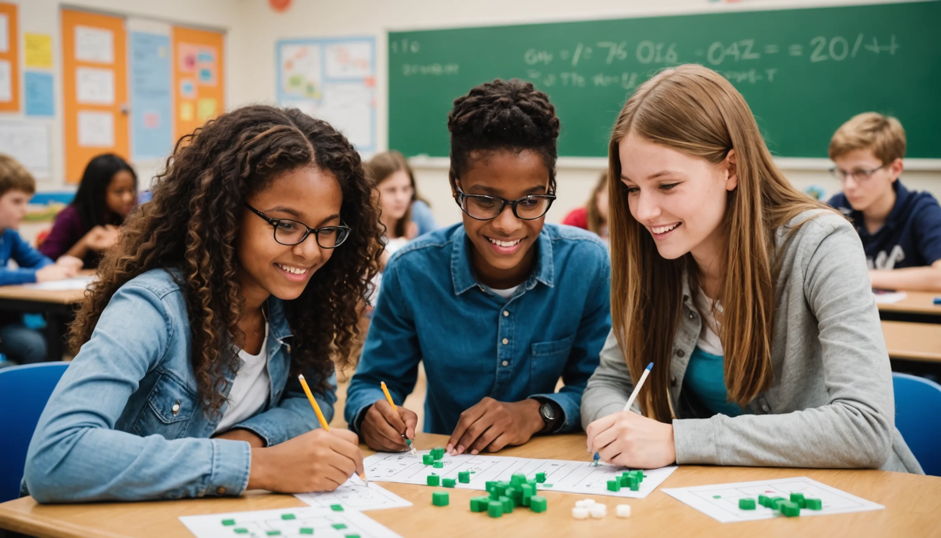 Teenagers engaging with free interactive math learning games