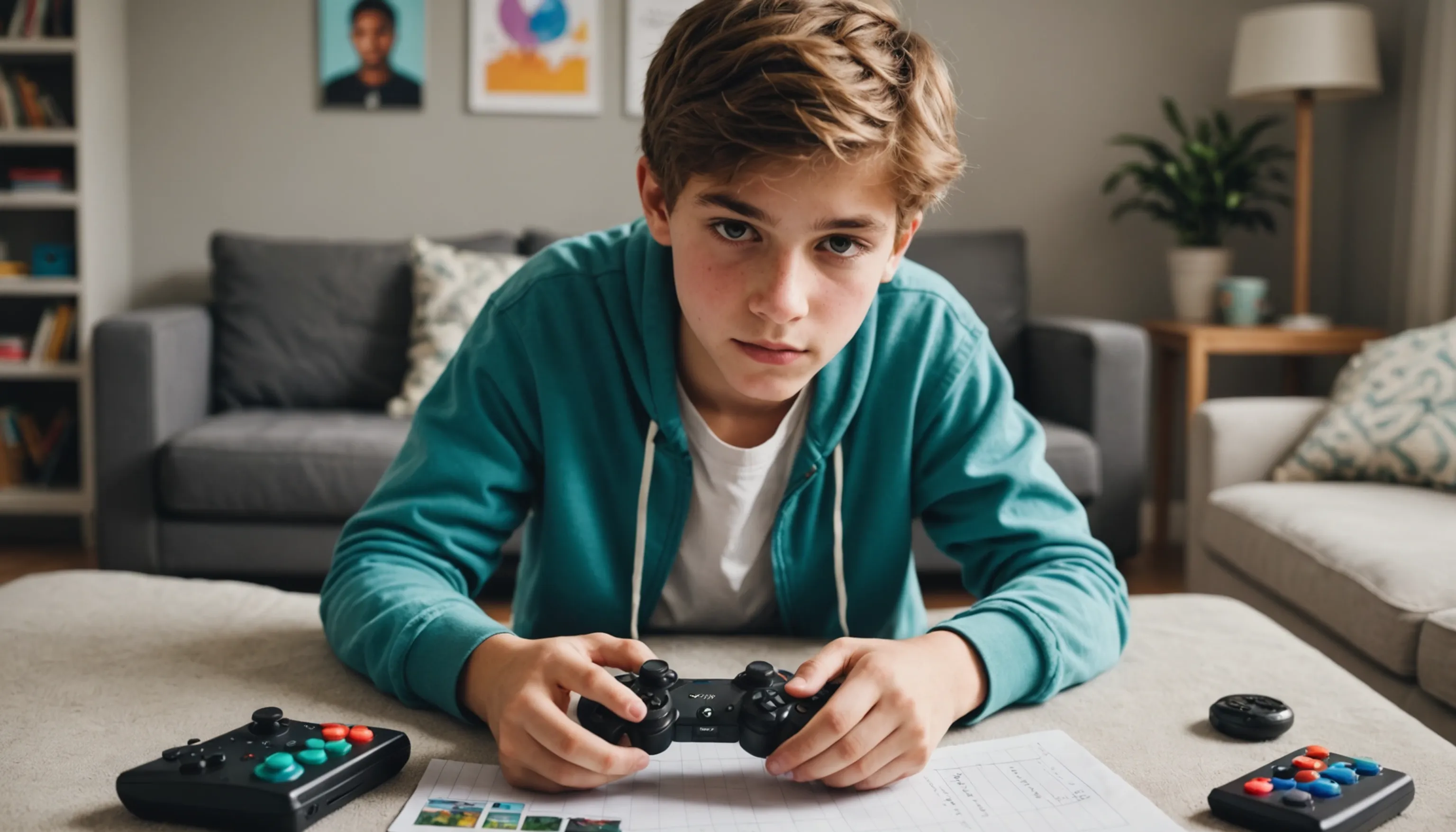 Teenager engaging with implicit math concepts in video games