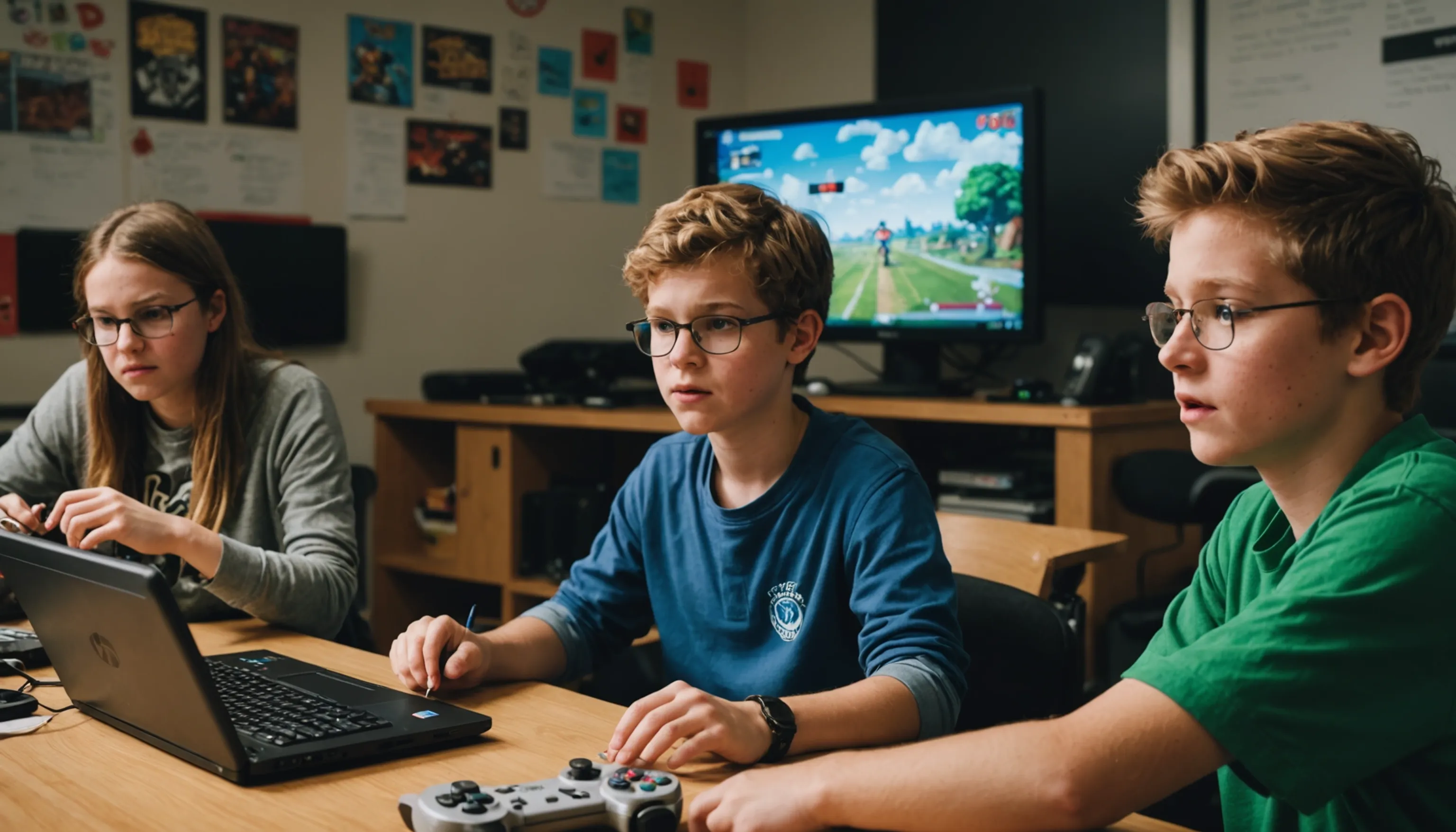 Students using video games to enhance storytelling and creativity in the classroom