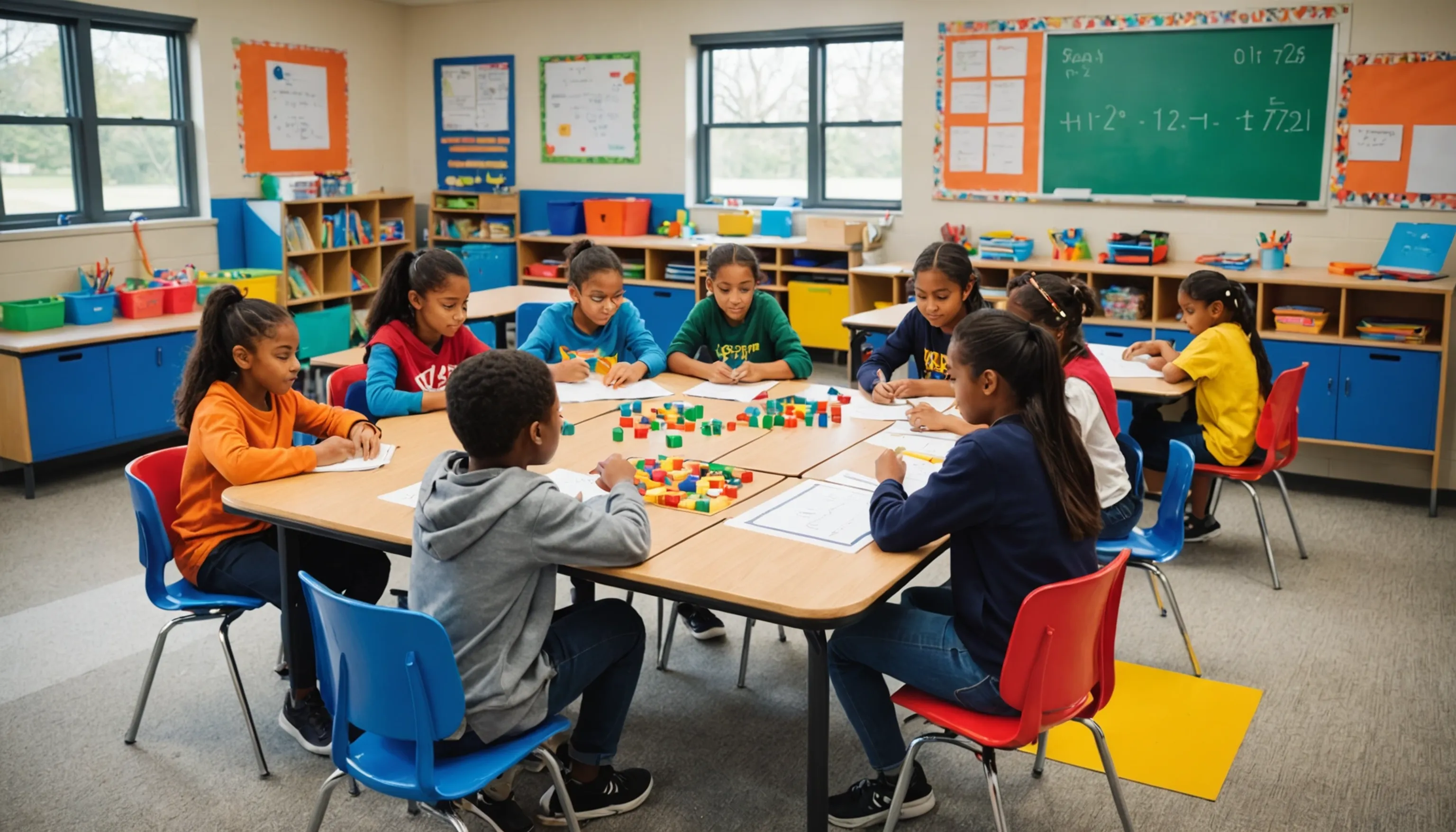 Students engaged in interactive learning through math games