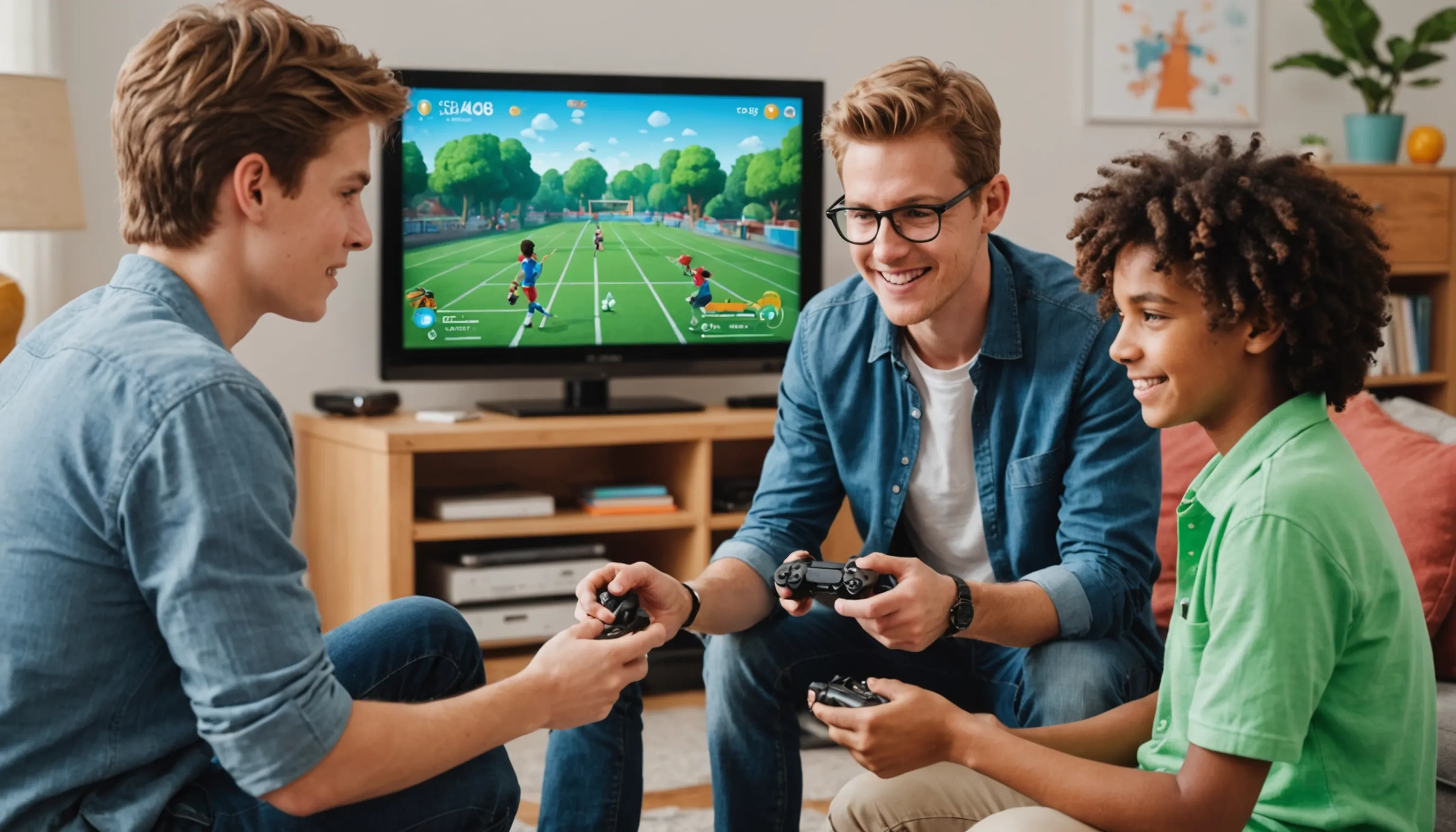 Parent choosing educational video games for teenagers