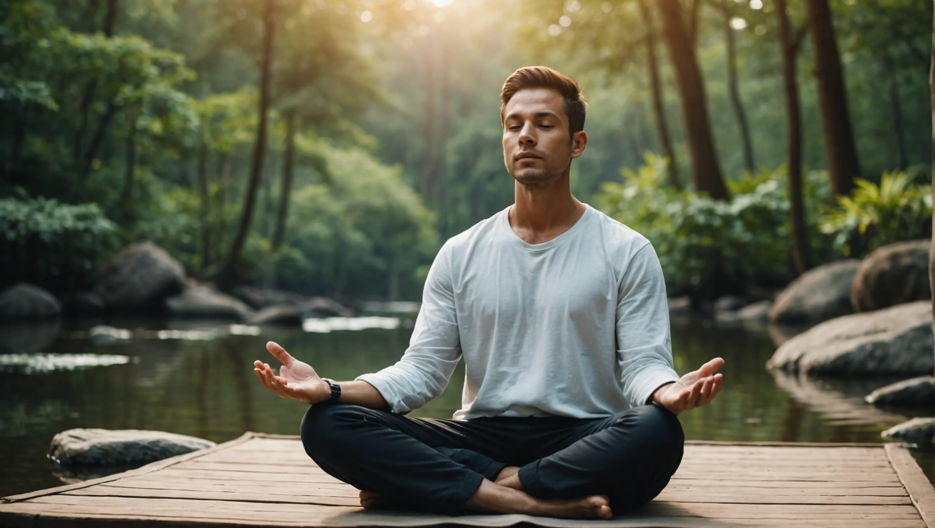 Personne en méditation guidée atteignant la sérénité