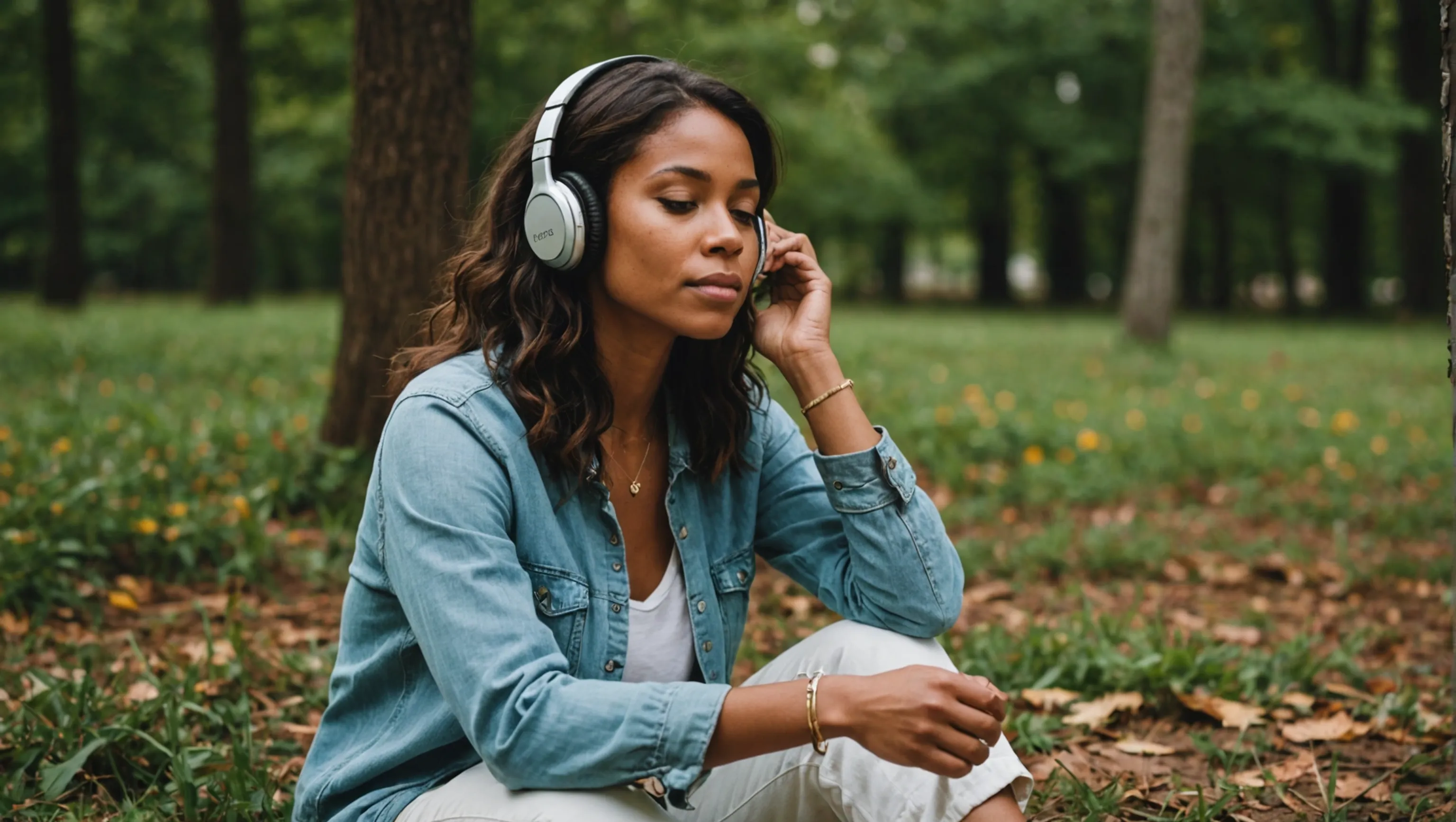 Personne écoutant de la musique relaxante pour trouver le calme intérieur