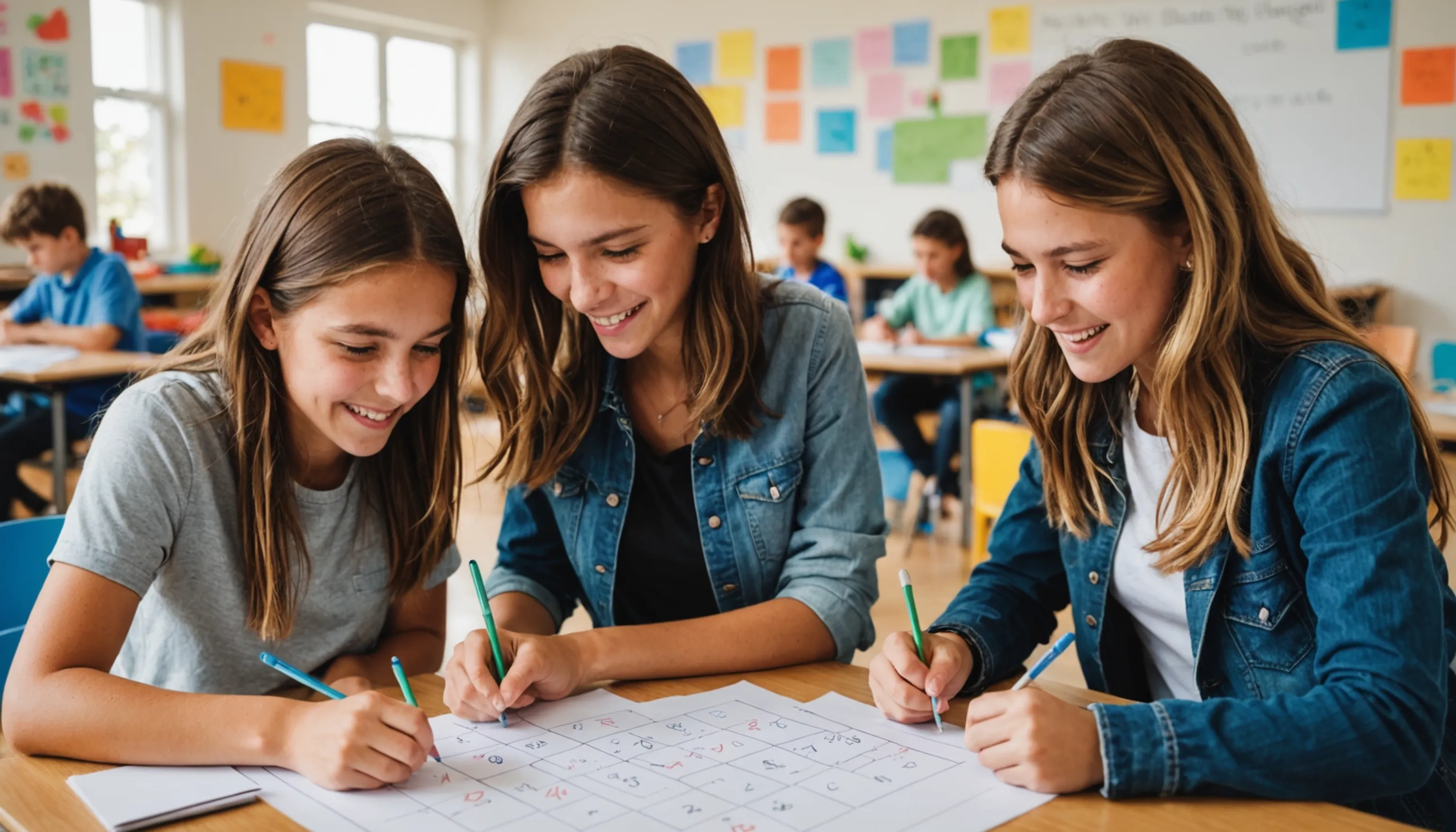 Teenagers enjoying fun math games to boost skills