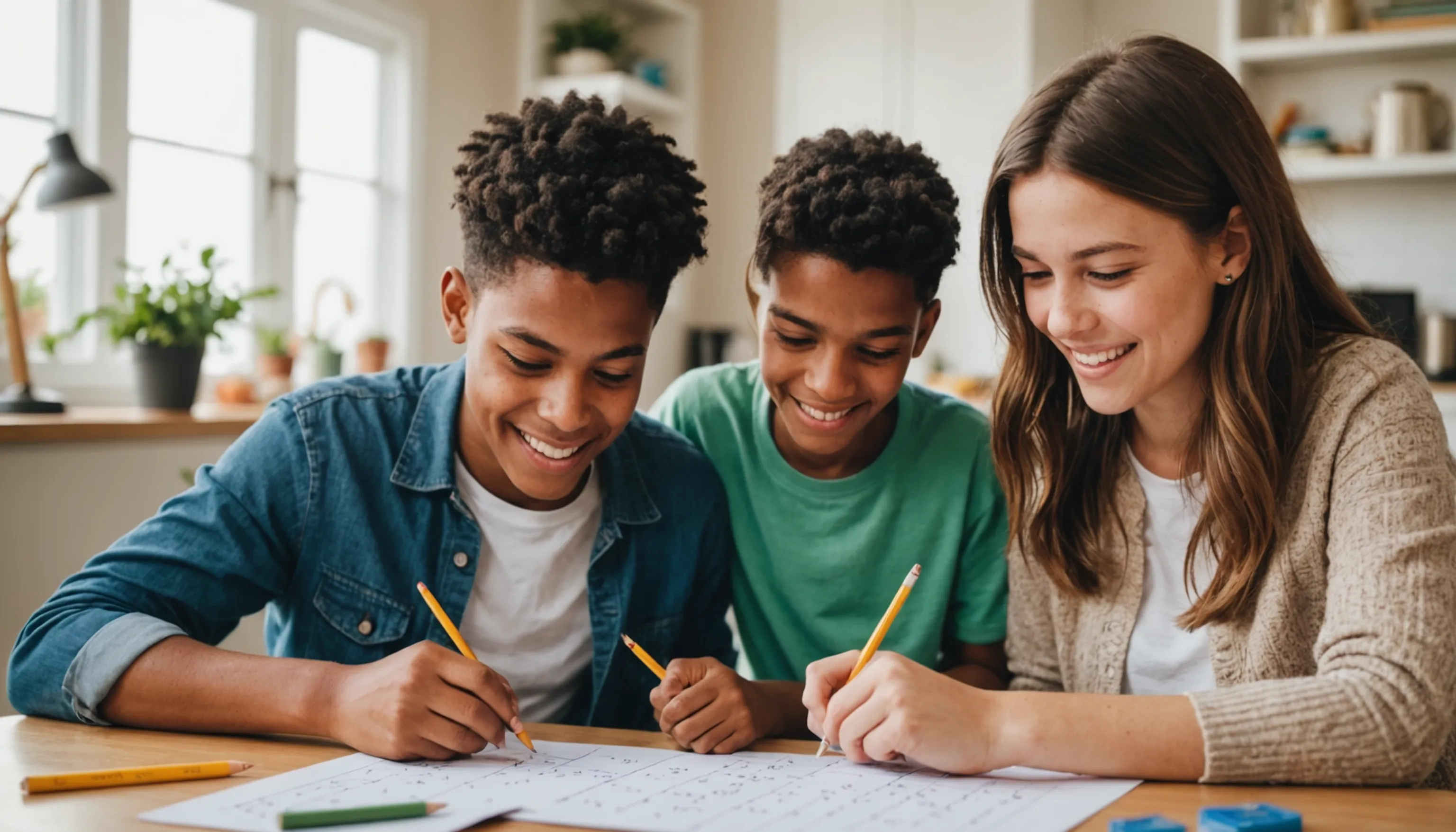 Parent and teenager engaging in fun math activities together