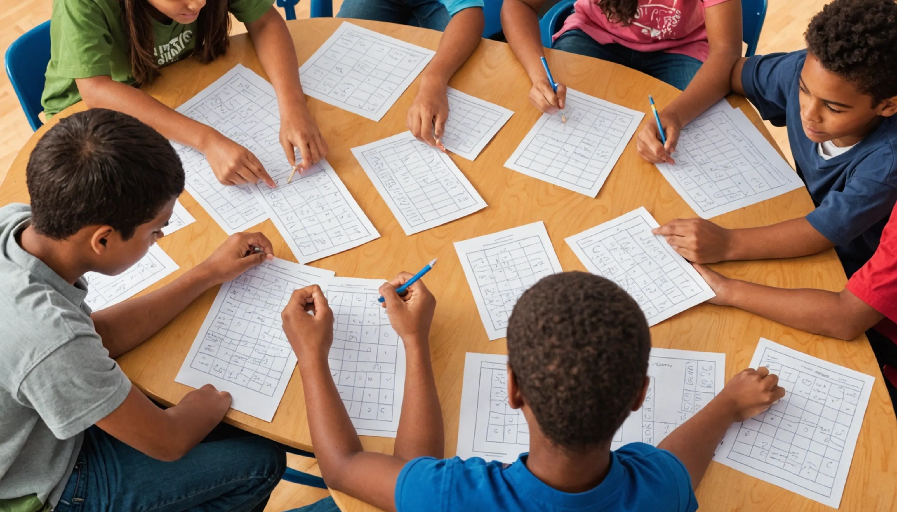 Teenagers enjoying fun after-school math challenges