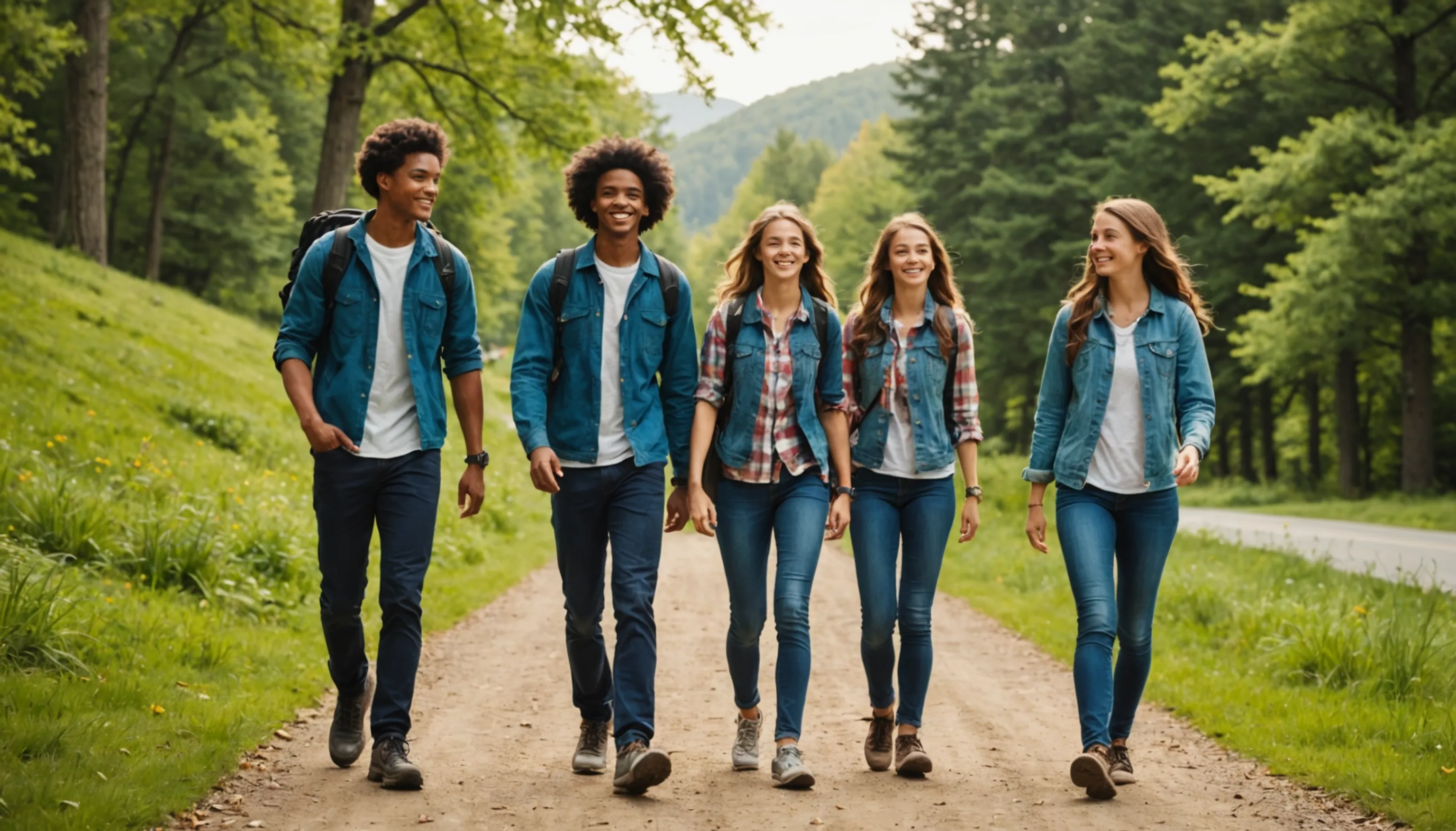 Teenagers enjoying outdoor activities in nature