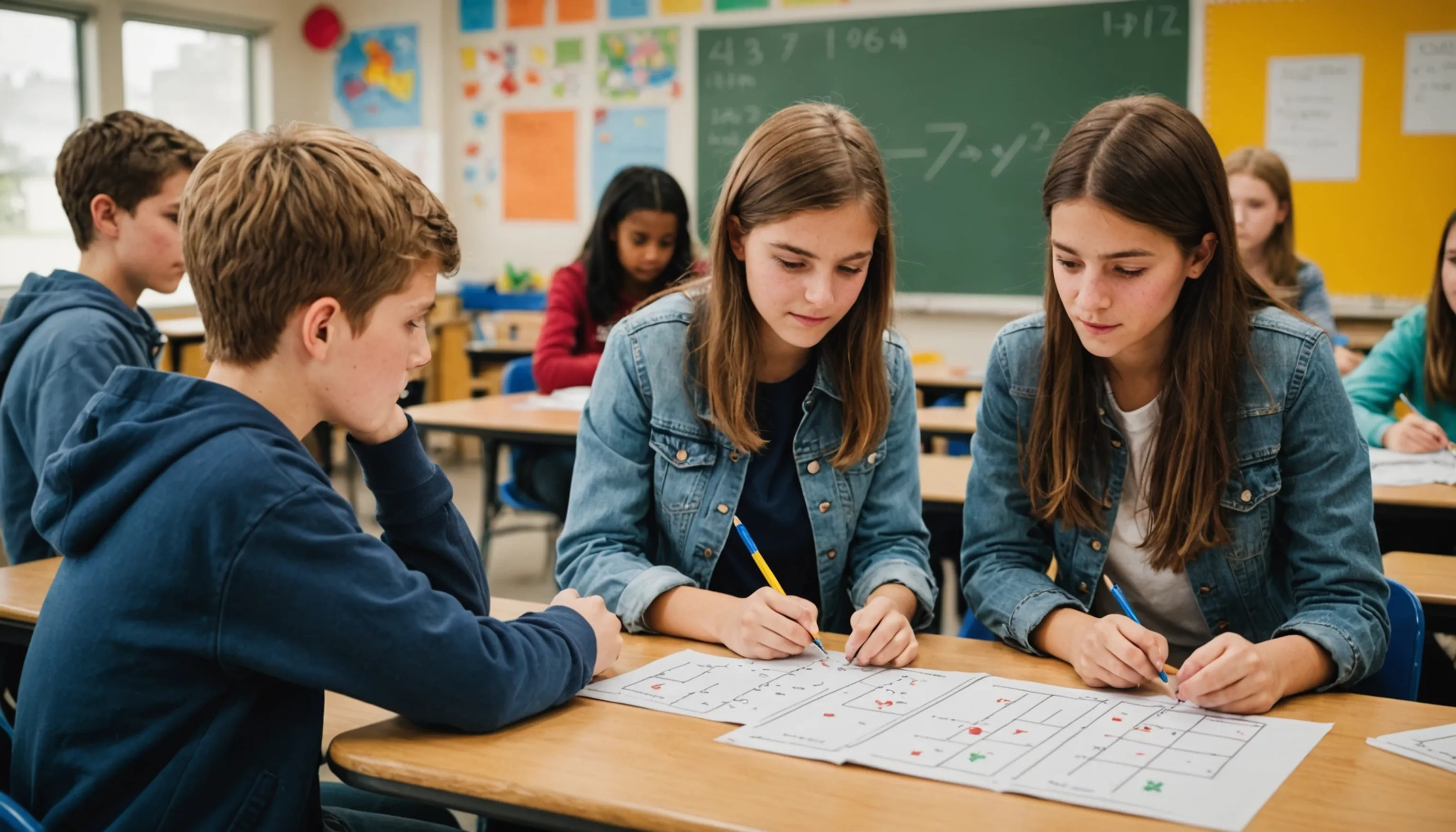 Teenagers engaging in math learning through games