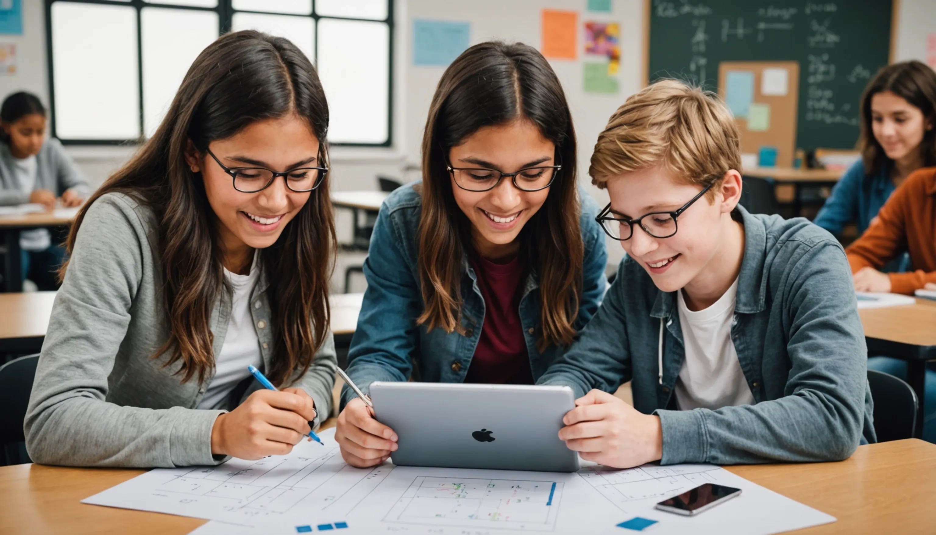 Teenagers enjoying math games and apps for learning